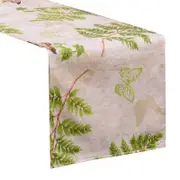 CottonMore 100% Cotton Sateen Dining Table Runner 190x31cm Leaves