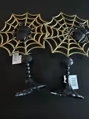 Spider Web Metal / Plastic Halloween Decor- Set X 2 Halloween Decor 14x9 inches