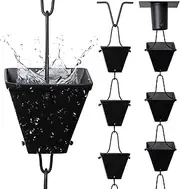 Black Medium Square Cup Rain Chain