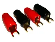 (4) GOLD 4 GAUGE BARRIER SPADES TERMINALS CAR AMPLIFIER