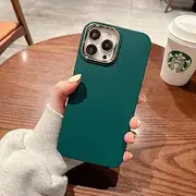 Liquid Silicone Square Matte Soft Case for iPhone 13 12 11 Pro Max XR XS X 7 8 Plus Plating Camera Ring Shockproof Cover,Dark Green,for iPhone Xs Max