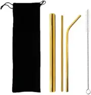 Stainless Steel Reusable Metal Drinking Straws Set Bubble Tea Straws, Boba