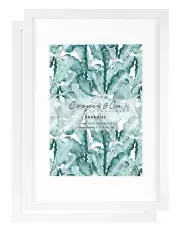 [Cooper & Co] Premium Paradise Photo Frames 29.7cmx42 Matt to 21x29.7cm Set Of 2 in White