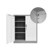 109cm Metal Filing Cabinet 2 Door 4 Shelves Office Stationary Lockable File Cupboard