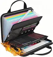 Fireproof Document Folder,Accordion Folder Fireproof File Organizer | Important Document Storage with Handle & Labels, Multi Pockets for Letter A4 Paper