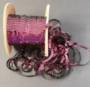 10 Yards Vtg. Wine Sequin Trim Spangle Flat Paillette String Ribbon *1/4" Wide
