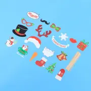 19 Pcs Xmas Party Photo Booth Props Christmas Kit on Sticks