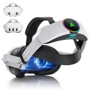 RGB VR Headset for Oculus/Meta Quest 3/3S Head Strap with 10000mAh Battery, Rech