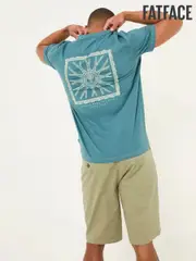 FatFace Dark Teal Blue Bike Mandala Graphic Tshirt (AK4894) | $65