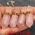 5x Natural Rose Quartz Perfume Bottles Double Point Quartz Essential oil bottle