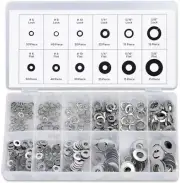 350PC Stainless Steel Flat Spring Washers Assortment Steel Lock Washer Set