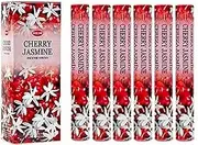 Hem Cherry Jasmine Incense Sticks (120 Sticks, 6 Boxes Inside) - 9 Inches Long, 20g per Box - |Perfect for Meditation, Rituals | Cleansing | Promotes Tranquility | Aromatherapy | Mood Uplifter.