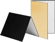 Labymos 3-in-1 Photography Cardd Paperd Folding Photography Reflector d (Black + White + Golden) for Still Life Product Food Photo, A3 Size
