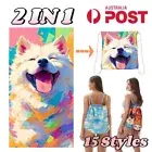 2 IN 1 Folding Beach Towel Bath Sheet Backpack Bag Handbag Quick Dry Swim Towels