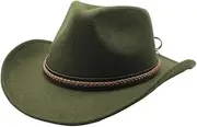 YFVFAGDMKV Classic Western Cowboy Hat Up Brim Cowboy Hat with Leather Retro Lady Jazz Cowgirl Cap Church Sombrero Caps(2)