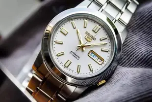 SEIKO WATCH 精工5號盾牌系列白面金色夜光刻劃標準紳士自動上鍊機械錶 型號:SNKK07K1【神梭鐘錶】