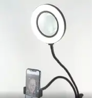 Mobile Phone Holder Table Lamp 10X Magnifying Glass 3-Color Light Reading Repair