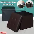 38cm Folding Ottoman Storage Cube Footstool Stool Blanket Box Pouf Faux Leather