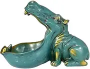 Hippo Fruit Plate, Key Bowl for Hallways Hippo Candy Dish Wide Mouth Resin Funny Candy Dish, Decorative Ceramic Hippo Ornament, Desktop Candy Jar, for Remote Controls Keys Cell, Candies (Light Blue)