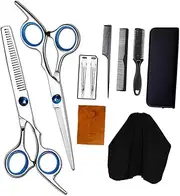 MERRYHAPY 10pcs Hair Scissors Professional Hairdressing Barber Scissors for Salon Home Use Non Slip Durable Easy Precision Cutting Tools Blue