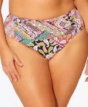 Bleu Rod Beattie MULTI Plus Size Floral-Print Bikini Swim Bottom, US 16W