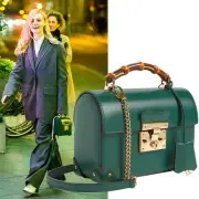 GUCCI BAG PADLOCK BAMBOO HANDLE GREEN LEATHER CHAIN STRAP $2,900