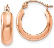 [JewelryWeb] 14k Rose Gold Solid Hinged post Polished Bangle Bracelet Small Hoop Earrings 15x4.75mm Wide Ear Cuff for Women