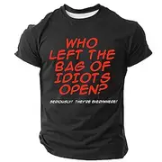 Men's Funny Slang T Shirt Short Sleeve T shirt 3D Print Crew Neck Shirt Retro Vintage Casual Street Style Sports Outdoor Holiday Going out Black White Blue Spr