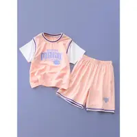 在飛比找ETMall東森購物網優惠-女童運動夏季速干衣兒童薄款短褲粉色衣服中大童洋氣套裝籃球服