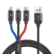 3 in 1 USB to USB-C / Type-C + 8 Pin + Micro USB Charging Cable