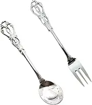 Amosfun 1 Set Hollow Out Retro Fork and Spoon Tableware for Cake and Elegant Kitchen Supplies for Home and Restaurants