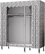 Wardrobe Portable Canvas Wardrobe, Large Clothes Closet Storage Organizer with Hanging Rail, Shelves, Fabric Cover, for Bedroom, Living Room,B-125x45x170cm