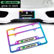 Universal Glow in Dark Green LAND ROVER Neo Chrome Metal License Plate Frame X2