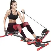 Rowing Machine, Foldable Rower Exercise Machine with LED, 3-in-1 Rowing Machine for Living Room, Bedroom, Balconies, Gym, Sports Field