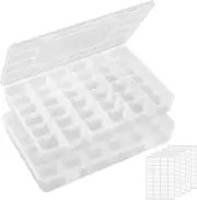 2 Pack 36 Grids Clear Stackable Plastic Organizer Storage Box Container with Adj