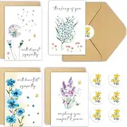 40 Pack Sympathy Cards with Envelopes, Watercolor Flower Condolence Cards, Bereavement Cards, Bulk Box Set Thinking of You Cards, Floral Sympathy Card Set, 4 x 6 in