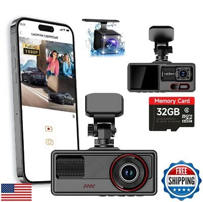 Dash Cam Front and Rear Inside, 3 Channel Dash Camera for Cars, 1080P Dashcam