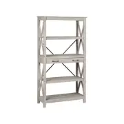Maestro Furniture Luca 4-Tier Shelves Display Bookcase W/ Drawer Storage Washed
