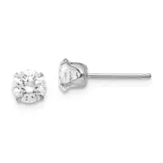 14K White Gold 5.25mm CZ Stud Earrings Push Back Madi K Children's Jewelry