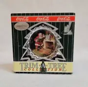 Vintage 1990 Coca Cola Trim A Tree Collection Ornament Christmas Santa Cap Coke