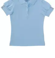 French Toast Girls Uniform Short Sleeve Puff Sleeve Polo Shirt BLUE SIZE 14 -O1