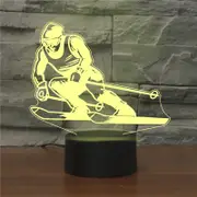 Skiing Shape 3D Colorful LED Vision Light Table Lamp, USB Touch Version
