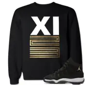 XI 23 Gold sweater to match with Air Js Retro 11 PRM Heiress Stingray shoes