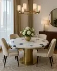White & Blue Agate Table – Natural Crystal Stone Slab Top – Luxury Boho Decor