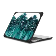 MacBook Pro 14-inch (M1 - M4) Bounce Case FOREST THROUGH THE TREES - 5 Teal Blue Green White Watercolor Painting Chic Nature Fine Art Style Minimalist Outdoors Adventure Colorful Brushstrokes Modern Wanderlust Design