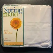 Springmaid Twin Flat Sheet White No Iron Percale 200 Thread Count Vtg NEW