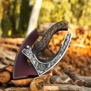 Pizza Axe Cutter Viking Handmade Steel Custom Carbon Hatchet Tomahawk Hand M-146