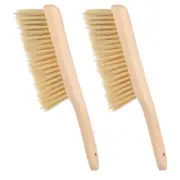 2 Pcs Broom Brush Soft Bristles with Handle for Fireplace Sofa, Khaki