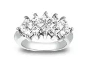 0.48ct Diamond Wedding Band Ring Cluster 10k White Gold Princess Prong New I SI2