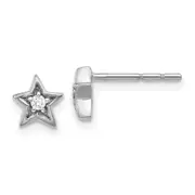 Solid 14k White Gold Simulated CZ Star Post Earrings